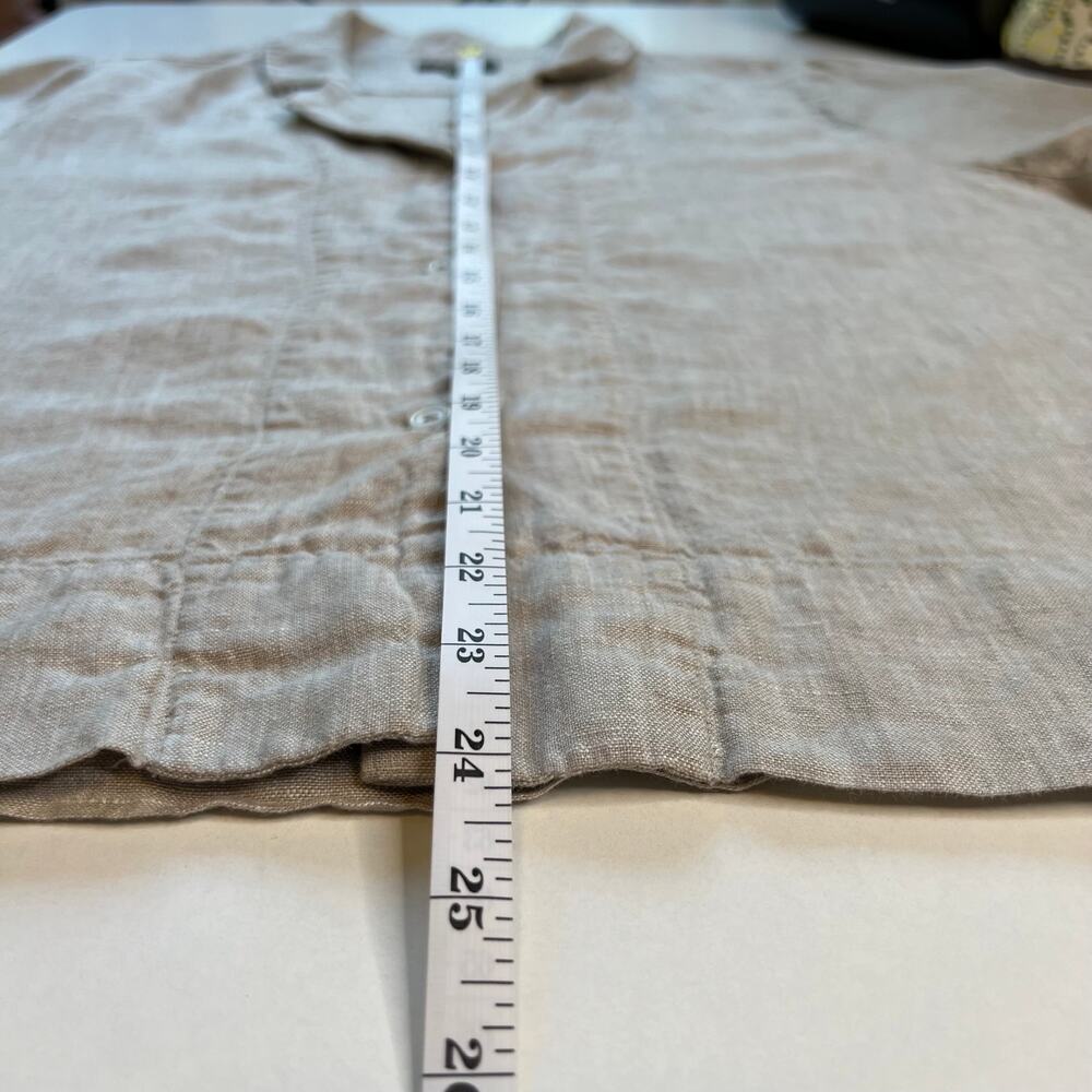 Quince Womens 100% Linen Classic Neutral Tan Button Down Shirt Minimalist Size L - Picture 12 of 14